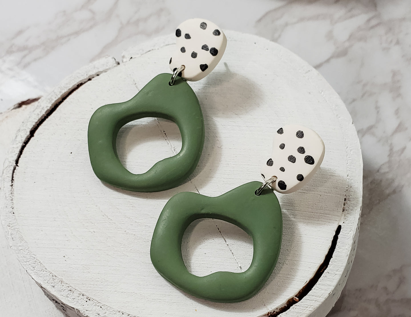Green Abstract Dangle Earrings